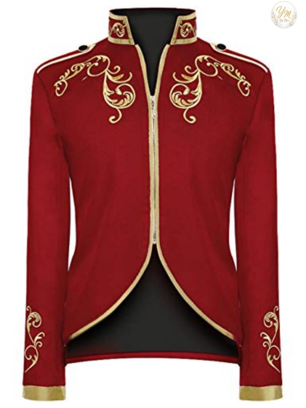 Military Fitted Blazer Jacket Stand Collar Long Sleeve Slim Punk Embroidery